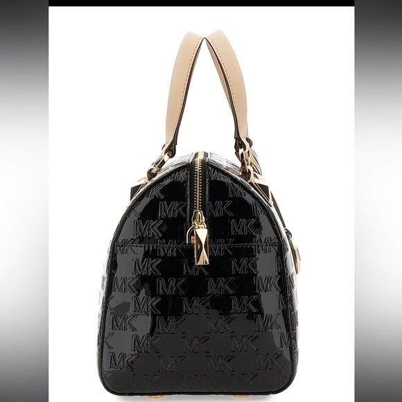 FINAL $$DROP!!BLACK PATENT MICHAEL KORS GRAYSON MEDIUM SACHEL AUTHENTIC - Picture 4 of 15